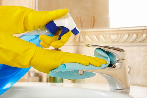 Professional cleaning of washroom and kitchen areas in a Finchley commercial property