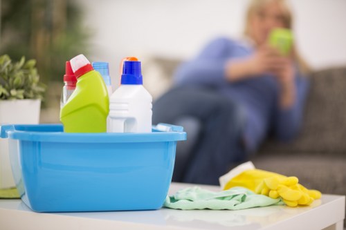 Office cleaning team maintaining desks and communal spaces in Finchley